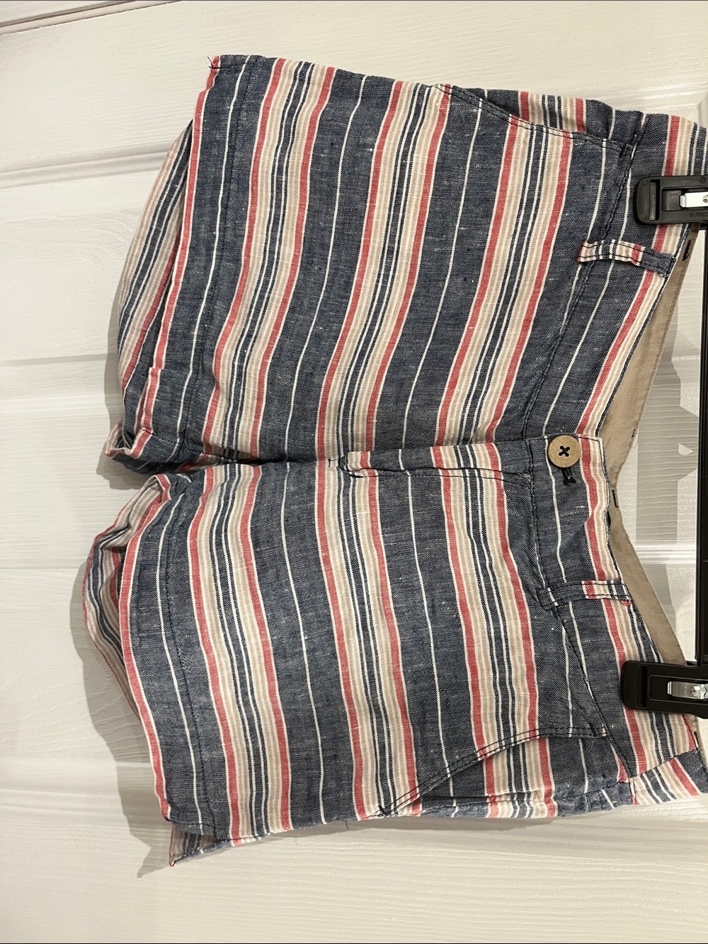 British Khaki Blue, Red & Cream Striped Women’s Shorts